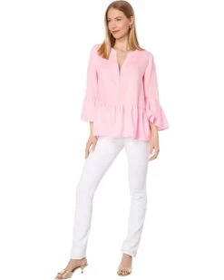 Lilly Pulitzer 3/4 Sleeve Bekah Linen Top | Shirts & Tops -Modish Look Shop 61wF7lfTNjL. AC SR736920