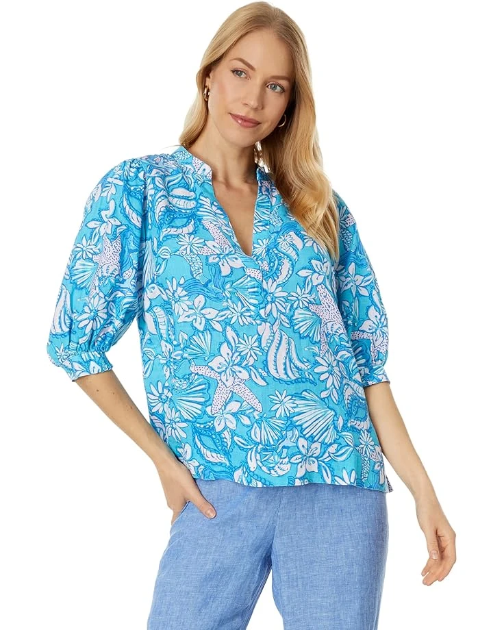 Lilly Pulitzer Mialeigh Elbow Sleeve Linen Top | Shirts & Tops 3 Lilly Pulitzer Mialeigh Elbow Sleeve Linen Top | Shirts & Tops