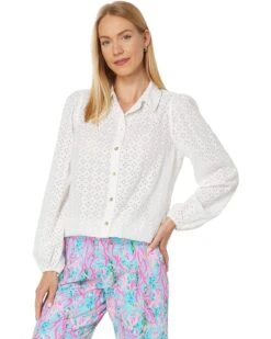 Lilly Pulitzer Sea Breeze Eyelet Button-Down | Shirts & Tops -Modish Look Shop 81i8L9AhbWL. AC SR736920