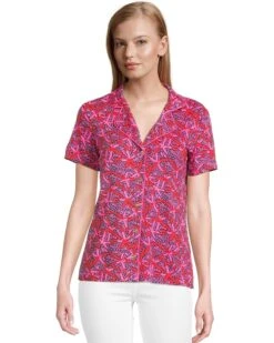 Lilly Pulitzer Pajama Knit Short Sleeve Button-Up Top | Shirts & Tops